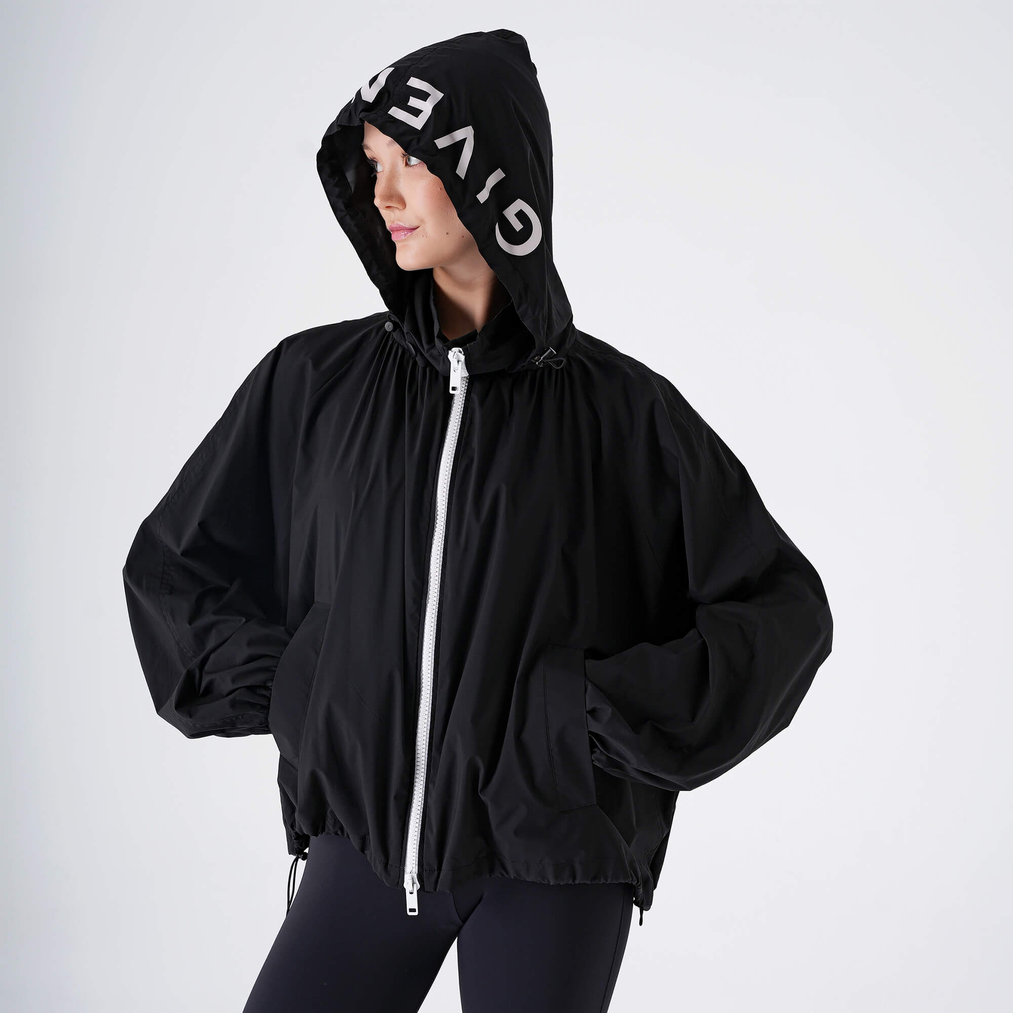 Givenchy - Black&White Zıp Hoodie Raincoat